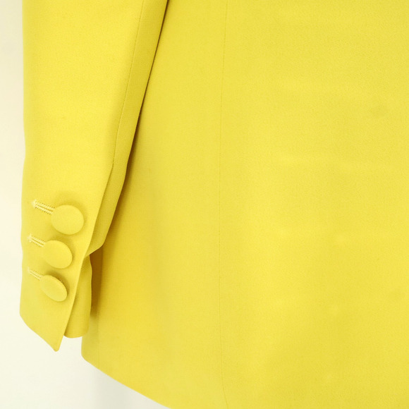 Louis Feraud Jacket Womens 8 Yellow Twill Lined Embroidery Detail Blazer Vintage - Picture 13 of 16